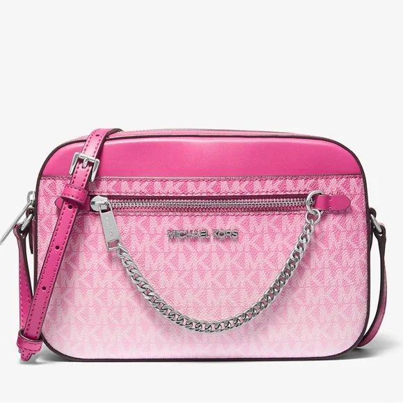 Michael Kors Jet Set Item Large Ombré EW Signature ZP Chain XBody Logo Crossbody - Picture 1 of 14